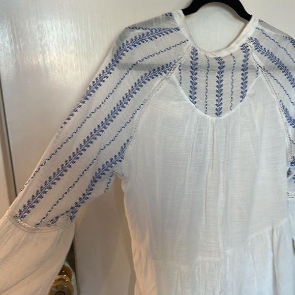 Zara Basic Blouse - white with blue detail - Picture 5 of 6